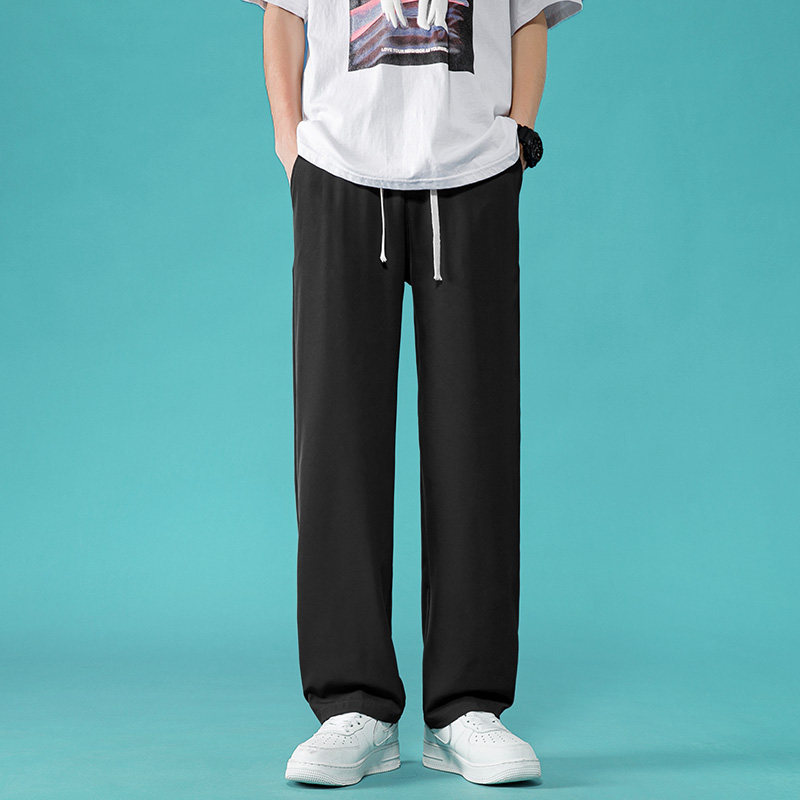 夏季薄款浅色破洞牛仔裤男宽松直筒阔腿裤百搭乞丐休闲九分裤男款