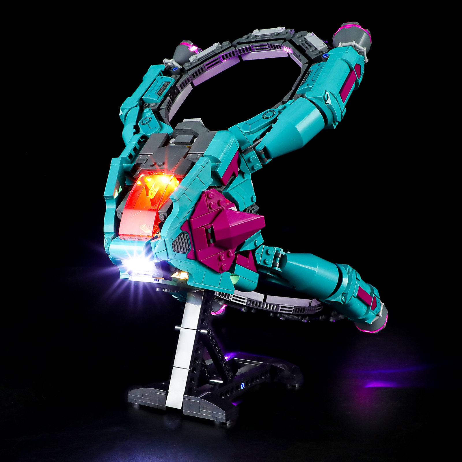 YEABRICKS适用乐高漫威超级英雄76255灯饰 新守护者飞船LED灯光组