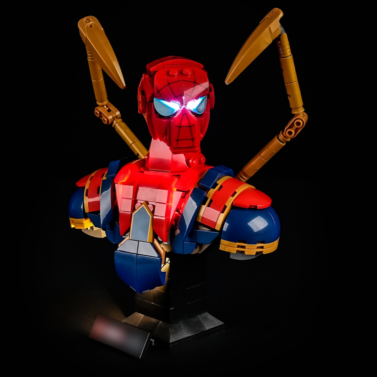 YEABRICKS适用乐高漫威76326灯饰钢铁蜘蛛侠半身像积木灯光组配件