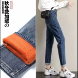 Эластичные джинсы, осенние штаны, высокая талия, оверсайз, свободный крой