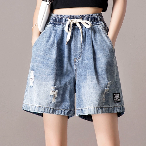 Летние штаны, джинсовая юбка, шорты, высокая талия, эластичная талия, свободный крой
