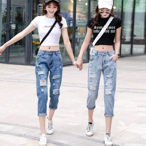 Джинсы, весенние летние штаны, популярно в интернете, высокая талия, подходит для подростков, свободный крой