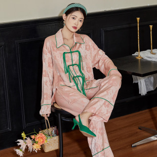 2025春秋款 新中式 高级感提花流苏盘扣外穿家居服睡衣女两件套装