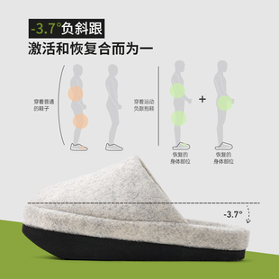 优调骨盆前倾改善负跟鞋棉拖鞋女款冬季毛绒保暖防滑矫正前高后低