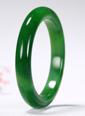 【久龙玉器】收藏级花猫苹果绿和田碧玉平安手镯和田玉手镯50.06g