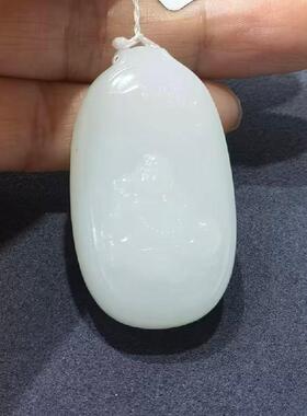 【久龙玉器】收藏级高白无暇和田羊脂玉吊坠和田玉挂件笑佛26.52