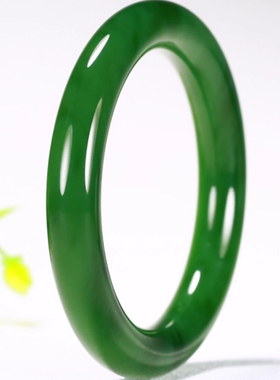 久龙玉器】平安手镯苹果绿7号坑和田玉碧玉手镯和田圆条手镯47.22