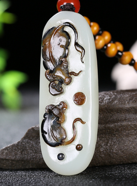 久龙玉器】天然正品和田玉龙河羊脂玉吊坠和田挂件扭转乾坤33.74