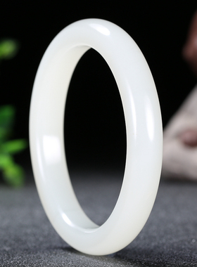 【久龙玉器】收藏级 正品特细羊脂玉手镯 精品和田玉手镯45.62