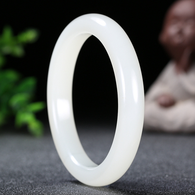 【久龙玉器】收藏级 正品特细羊脂玉手镯 精品和田玉手镯55.77