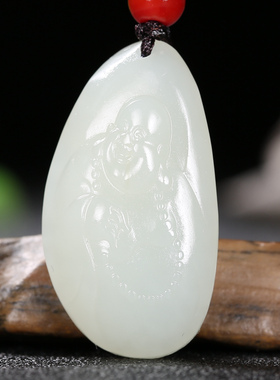 久龙玉器】天然臻品和田玉且末羊脂玉挂件和田玉笑佛12.78