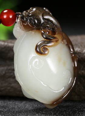 【久龙玉器】天然正品和田玉龙河羊脂玉吊坠和田挂件貔貅51.50