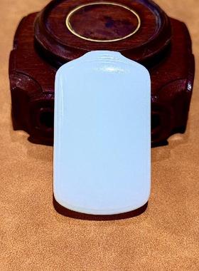 久龙玉器】收藏级高白无暇和田羊脂玉吊坠和田玉挂件平安牌53.03