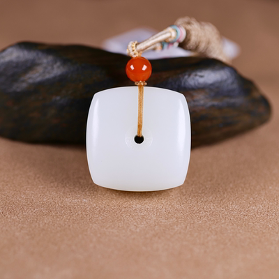 久龙玉器】收藏级高白无暇和田羊脂玉吊坠和田玉挂件平安扣36.36