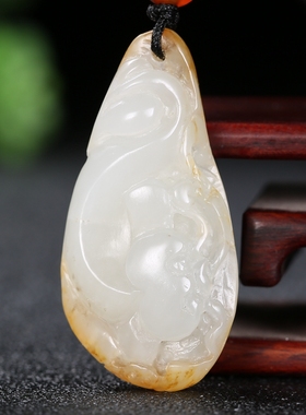 久龙玉器】特价天然和田玉籽料吊坠和田玉挂件年年有余11.69