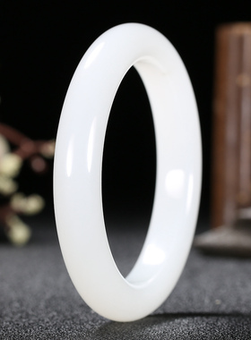 【久龙玉器】收藏级正品特细和田玉羊脂玉手镯和田玉手镯64.76g