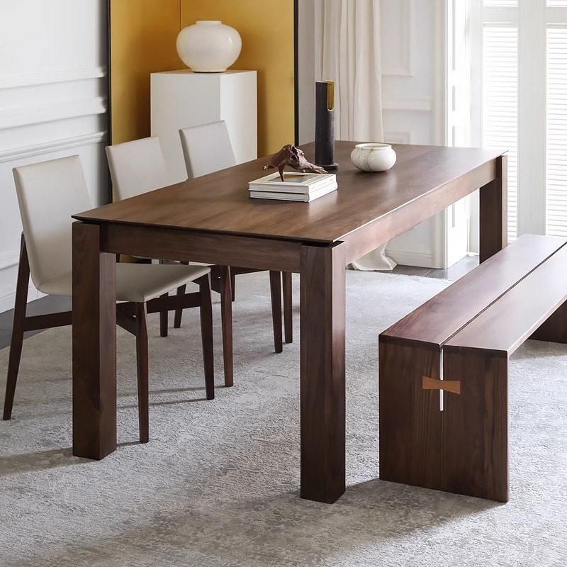 北美黑胡桃木实木餐桌墩墩桌岛台饭桌家用客厅大板长桌书桌工作台