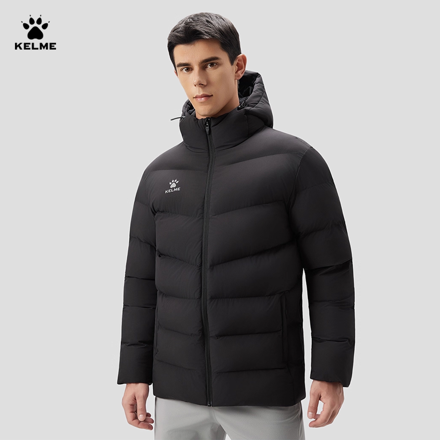 卡尔美运动棉服男冬加厚保暖棉衣外套防风防水连帽棉袄棉服体育生