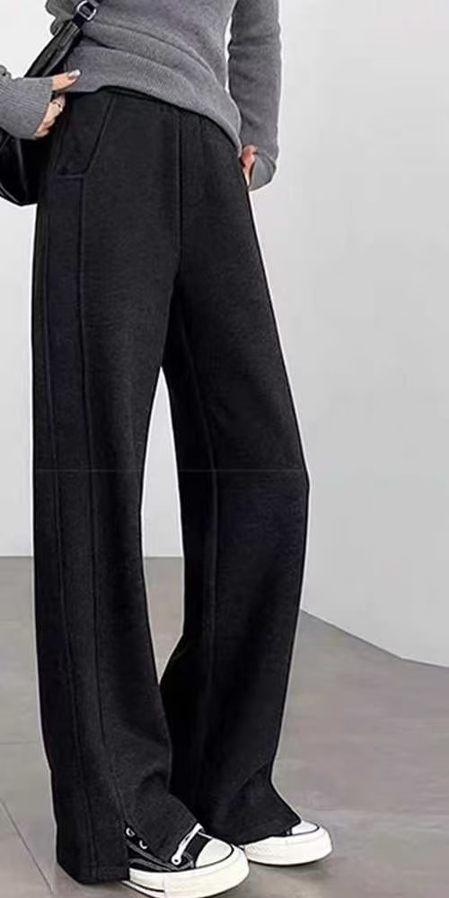 专注中高端女装清货2025年冬季款Milan+中高腰人字纹加绒直筒裤