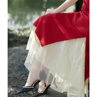旗袍衬裙内搭打底裙马面裙防走光叠穿汉服内衬无痕百褶半身裙