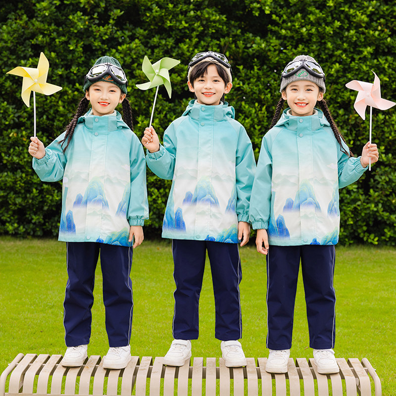 幼儿园园服秋冬装冲锋衣加厚保暖班服中国风小学生校服运动会服饰