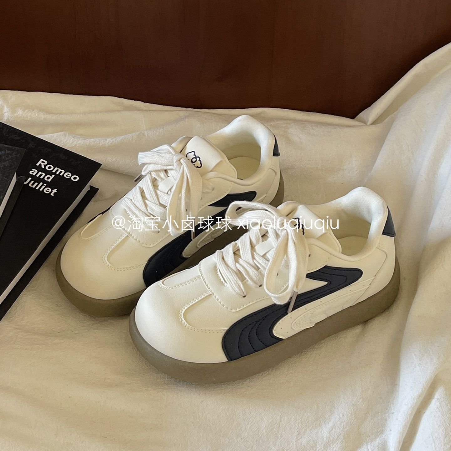小卤球球 2026春季新款百搭厚底小白鞋子女款板鞋ins风韩系德训鞋,女鞋,休闲板鞋,淘宝优惠券,粉丝福利购,淘宝优惠卷