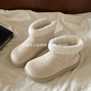 小卤球球保暖雪地鞋女款2025新款加绒二棉鞋加厚女鞋爆款短靴冬季