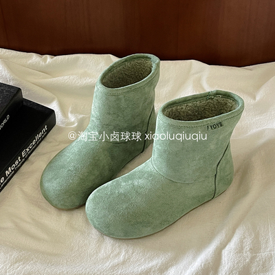 小卤球球二棉鞋冬季女鞋加绒雪地靴女款2025新款加厚棉靴爆款板鞋