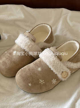 小卤球球超火勃肯鞋女鞋冬2025新款一脚蹬懒人鞋加绒保暖板鞋休闲