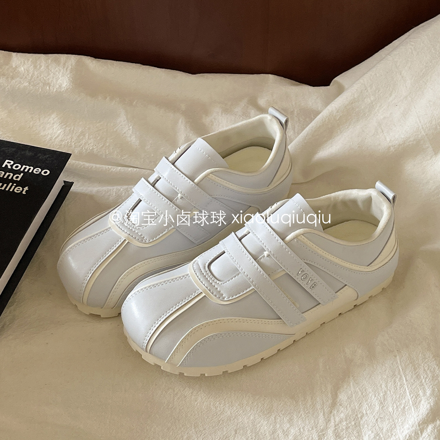 小卤球球魔术贴小白鞋厚底德训鞋女鞋2026新款运动休闲鞋百搭板鞋,女鞋,时尚休闲鞋,淘宝优惠券,粉丝福利购,淘宝优惠卷