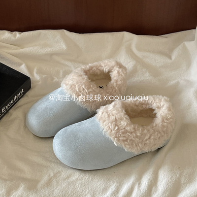 小卤球球加绒勃肯鞋女鞋冬2025新款爆款一脚蹬二棉鞋保暖雪地靴