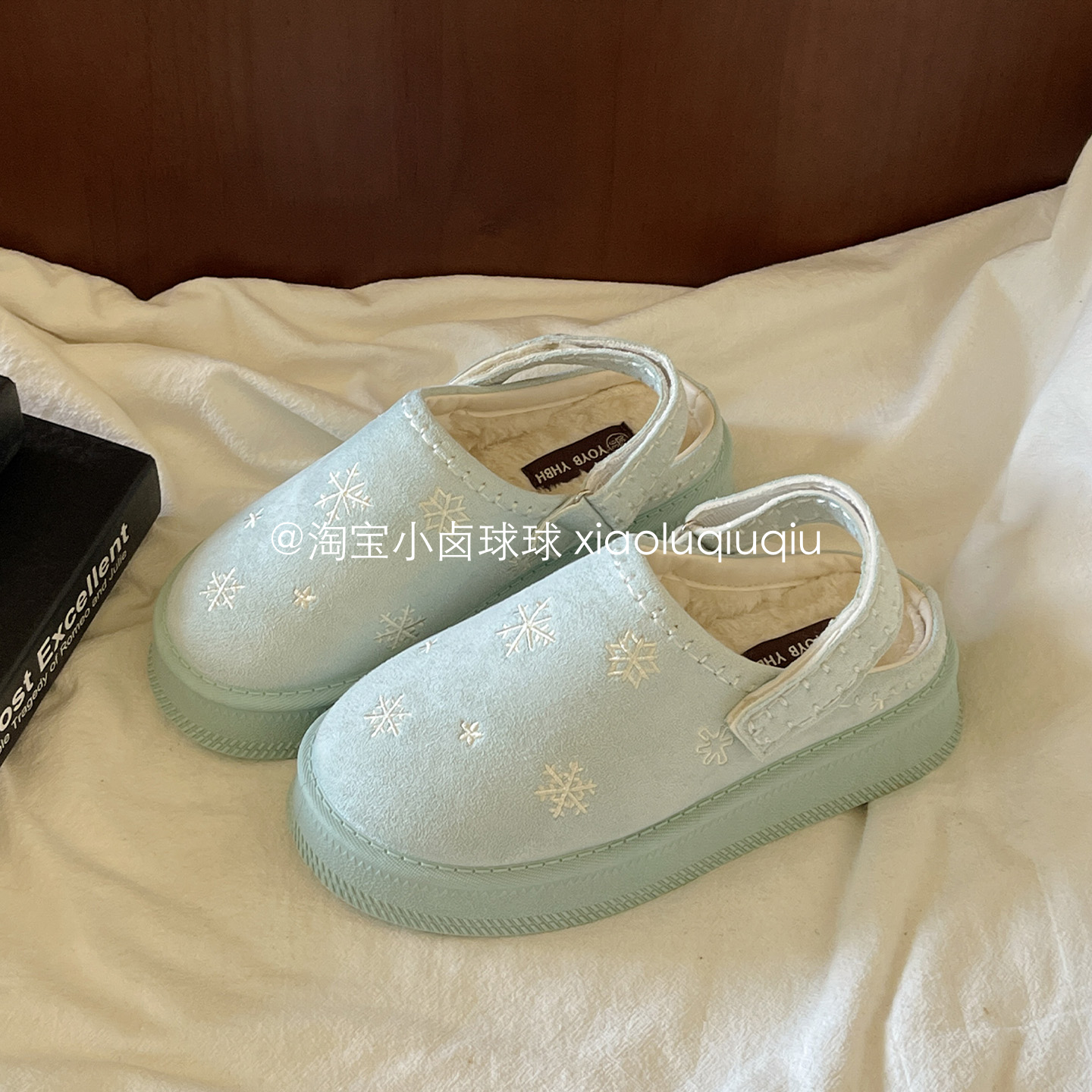 小卤球球雪地靴女冬季鞋子一脚蹬二棉鞋2025新款加绒休闲半拖鞋