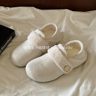 小卤球球冬季勃肯鞋加绒二棉鞋爆款板鞋2025年新款休闲鞋小白鞋