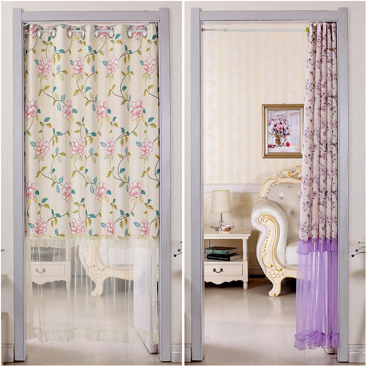 门帘布艺防蚊田园蕾丝隔断帘卫生间卧室厨房客厅长门帘飘窗帘定做