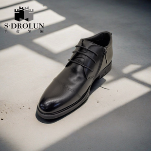 圣帝罗阑男鞋2024冬季正装商务三接头英伦风新郎结婚鞋1321A317