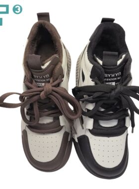 F3女鞋2024冬季新款系带厚底加绒保暖轻便休闲女棉鞋56681-6