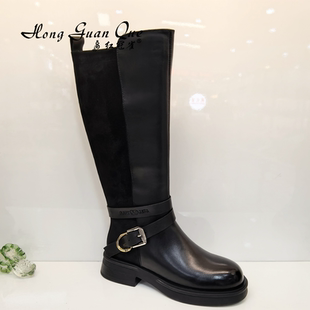 红冠雀女鞋2025冬季新款时尚百搭女棉鞋休闲棉鞋加绒加厚长靴5613