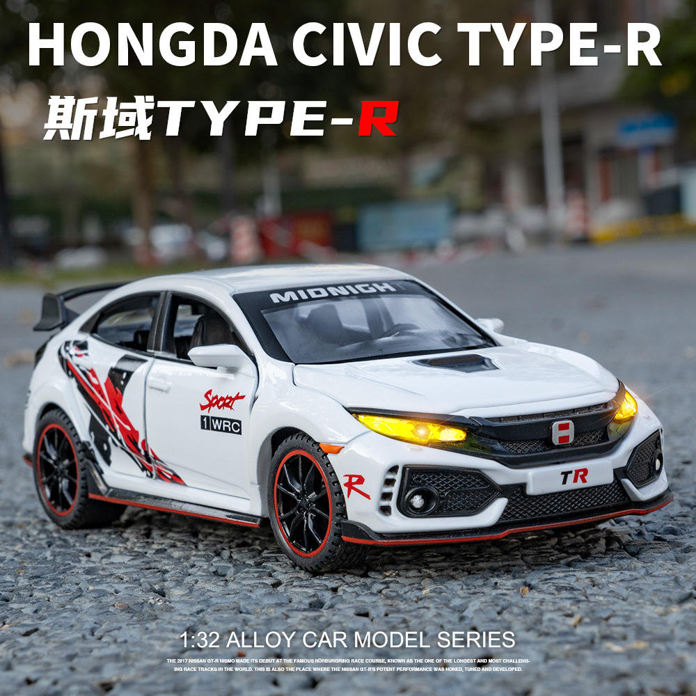 新款 嘉业1:32CIVIC合金带声光仿真汽车模型摆件儿童玩具车礼