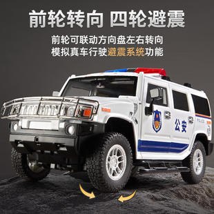 OK1:18 悍马H2警车模型合金消防车公安110特警防爆车摆件热销