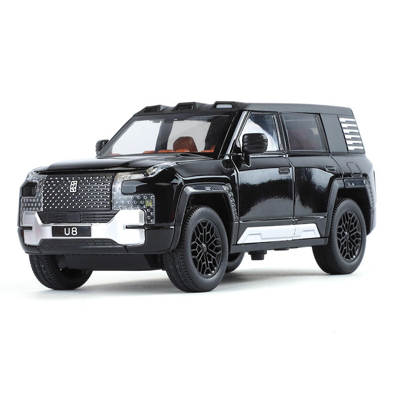 新款 智冠A盒装U8越野车1/24仿真儿童声光合金车模型玩具