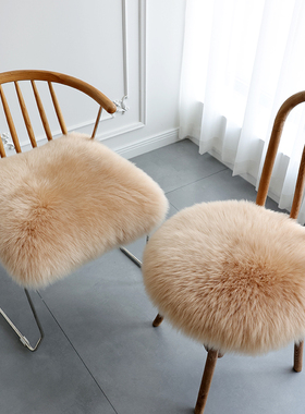 小沙澳洲长毛椅垫方垫圆形坐垫地毯沙发垫座垫纯羊毛凳子垫餐椅垫