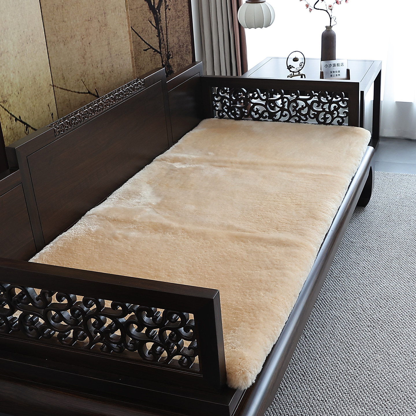 小沙高密度羊剪绒毛罗汉床床垫皮毛一体短毛坐垫榻榻米坐垫沙发垫