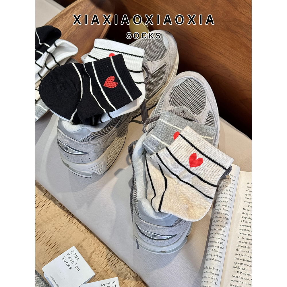 《满五双包邮》韩国进口女袜条纹爱心低帮短筒女士棉袜