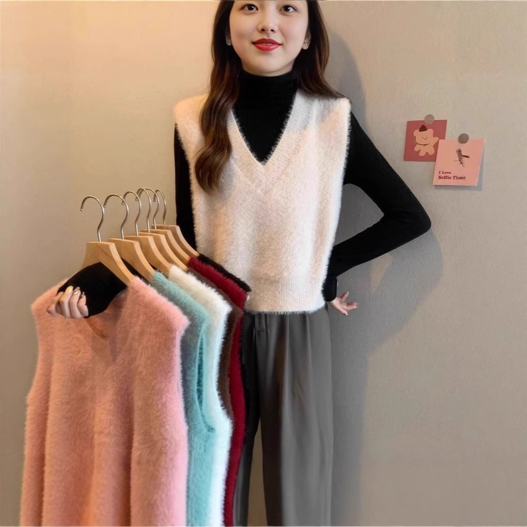 小众纯色针织马甲背心女