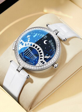 2025年新款布加迪手表女款石英机芯腕表精钢镶钻满天星夜光送女友