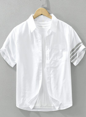 夏季衣服纯棉织带情侣装衬衫