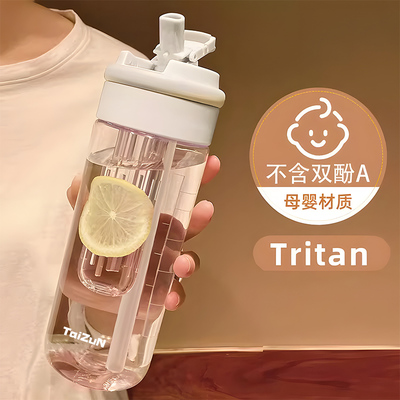 tritan吸管杯女生士高颜值2026新款夏日水杯学生便携塑料透明杯子