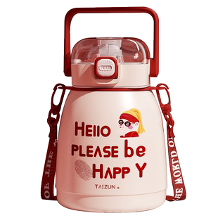 316不锈钢大肚保温杯大容量带茶漏儿童水杯女高颜值新款2025杯子