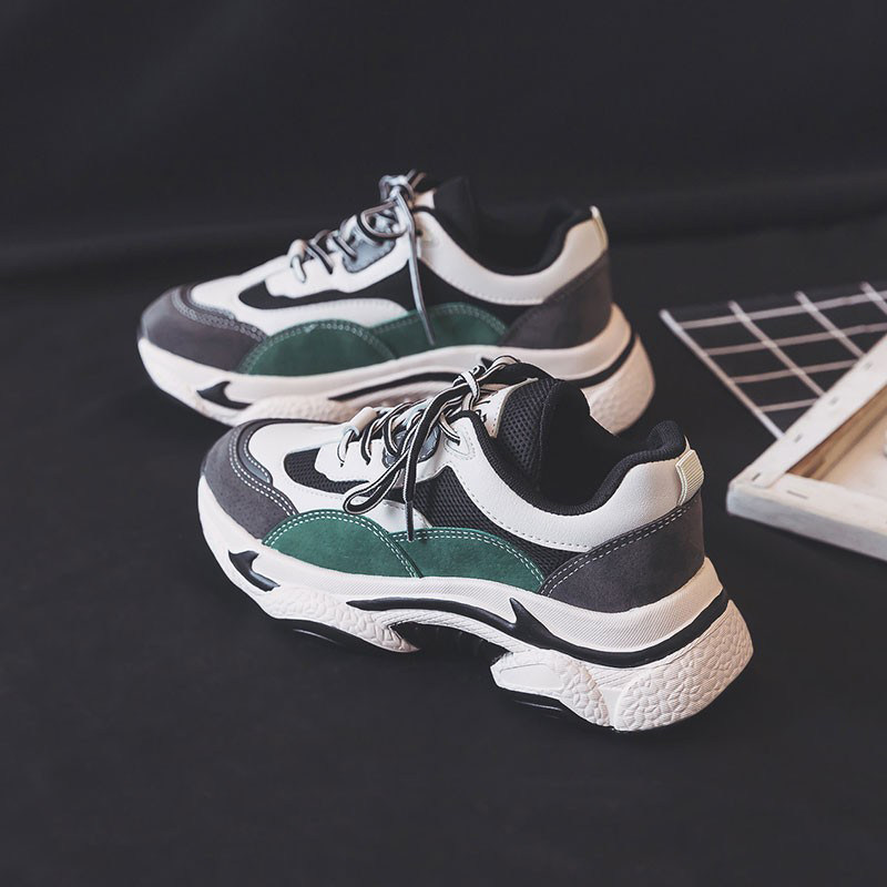 HONG KONG DAD SHOES WOMENS CASUAL THICK-SOLED INCREASE INS TIDE AUTUMN AND WINTER FOOT SHOW SMALL WILD SPORTS RUNNING LEATHER WOMENS SHOES