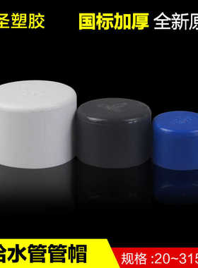 UPVC管帽堵头闷盖塑料封口4分6分1寸水管配件胶粘封头50637590110
